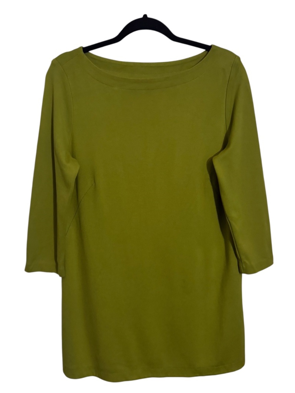 J. Jill Size Medium Green Ponte Knit Top Casual Minimalist Stretch Long Sleeve